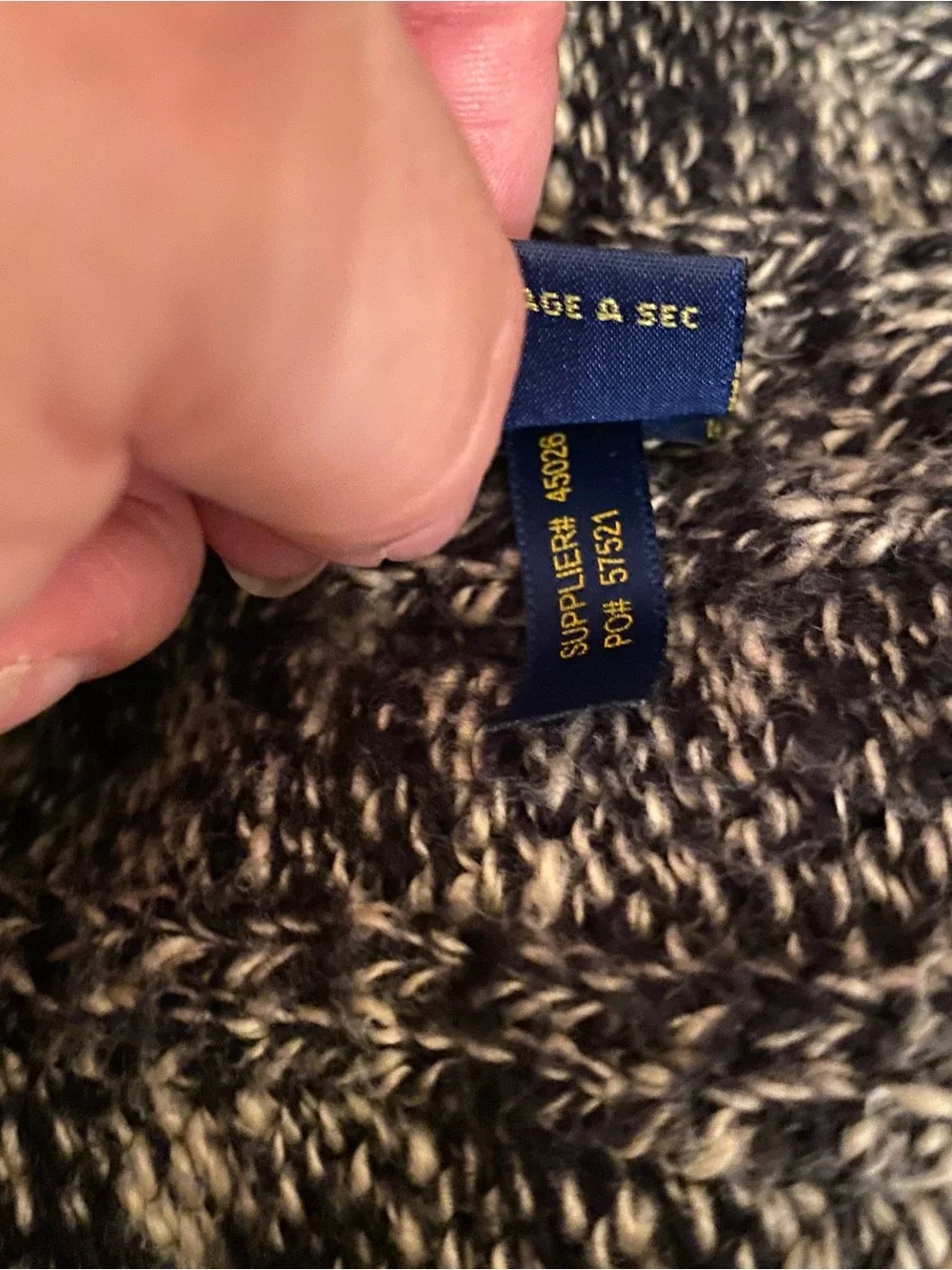 Vtg Polo Ralph Lauren Sweater Men’s 2XLT Gray Marled Cable Knit Ribbed Chunky